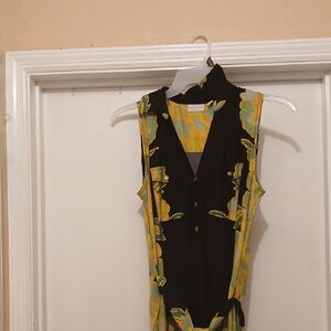 Vibrant Black and Yellow Sleeveless Dress